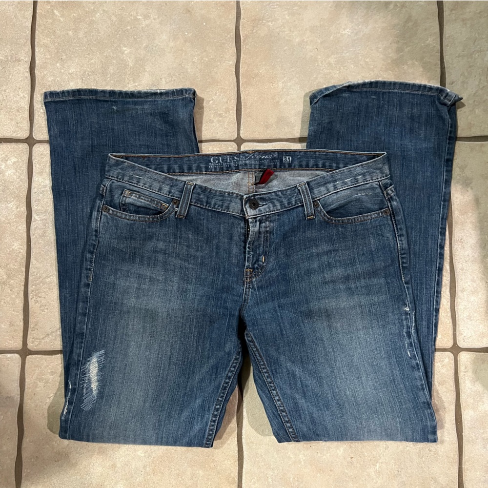 Vintage Guess Foxy Flare Distressed Jeans Size 31 Waist